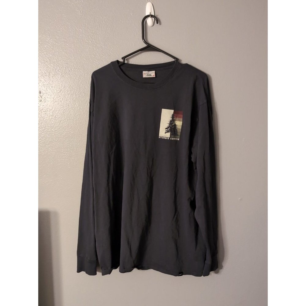 Sturgis Coffee South Dakota Tech Styles Black Long Sleeve T Shirt Size XL
